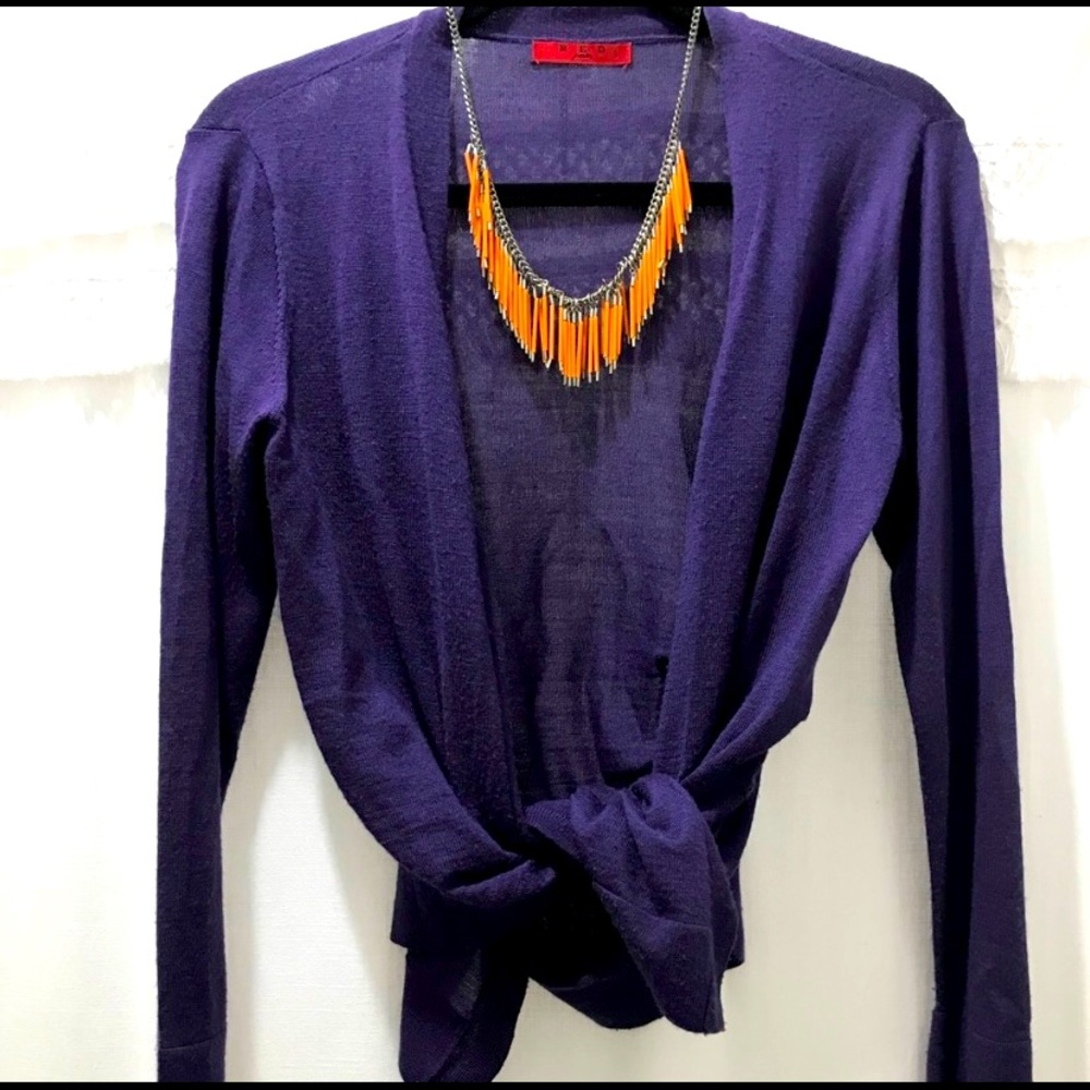 Purple open cardigan sweater size PM